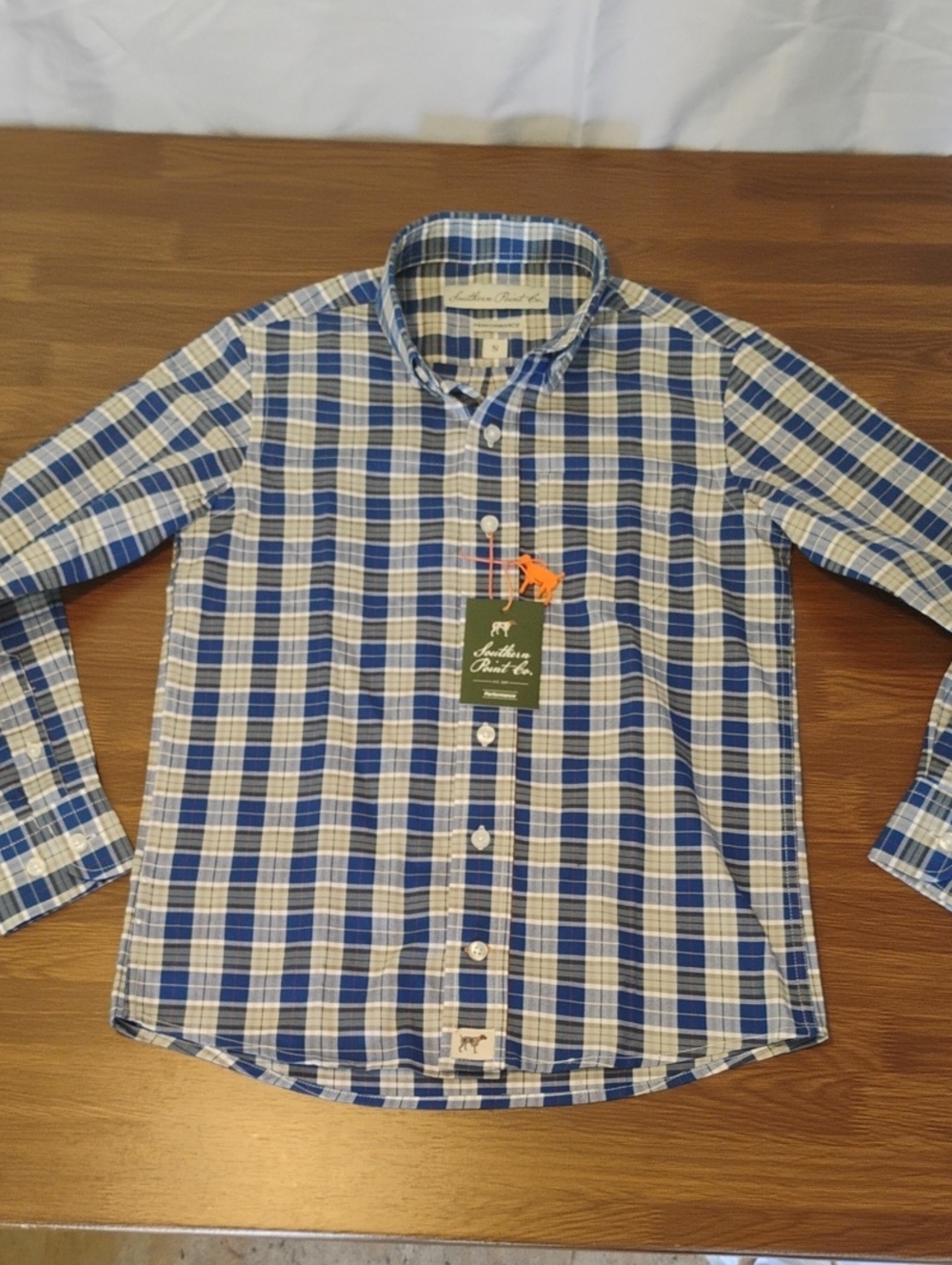 Southern Point Co. Youth S Boys Hadley Performance Button Down Plaid Shirt NEW!!